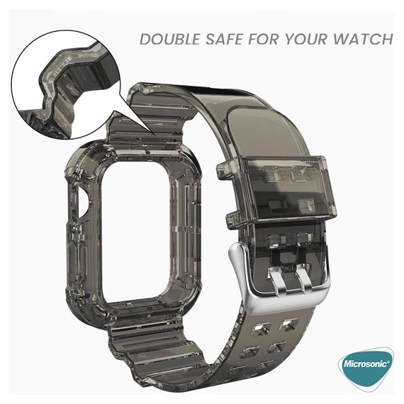 Microsonic Apple Watch SE 2022 40mm Kordon Transparent Clear Band Siyah 3