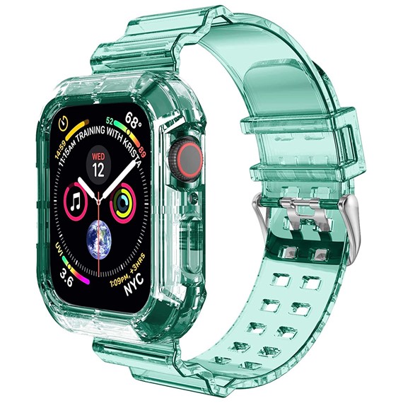 Microsonic Apple Watch Series 6 40mm Kordon Transparent Clear Band Yeşil 1