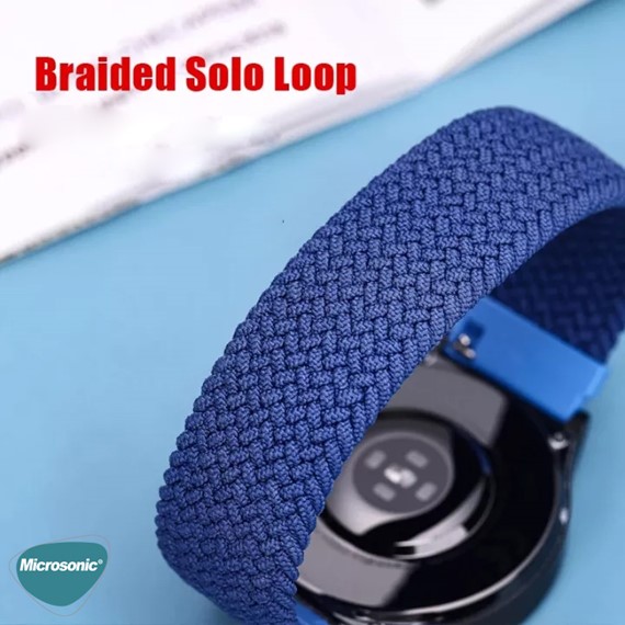 Microsonic Amazfit Bip Kordon Small Size 135mm Braided Solo Loop Band Lacivert 5