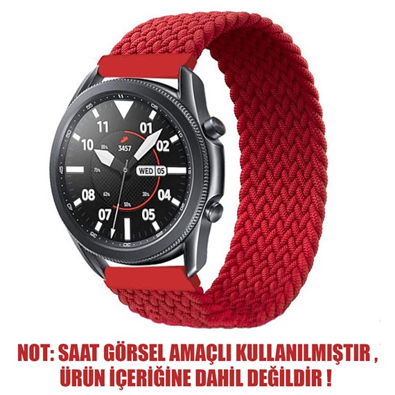 Microsonic Samsung Galaxy Watch 4 Classic 46mm Kordon Small Size 135mm Braided Solo Loop Band Kırmızı 2