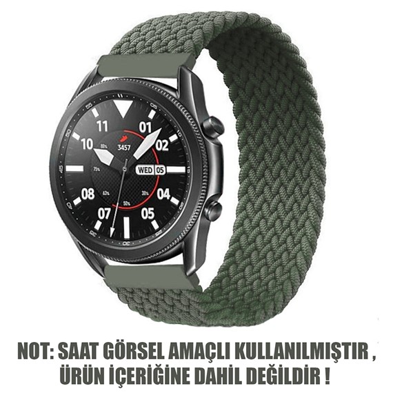 Microsonic Samsung Galaxy Watch 3 45mm Kordon Small Size 135mm Braided Solo Loop Band Koyu Yeşil 2