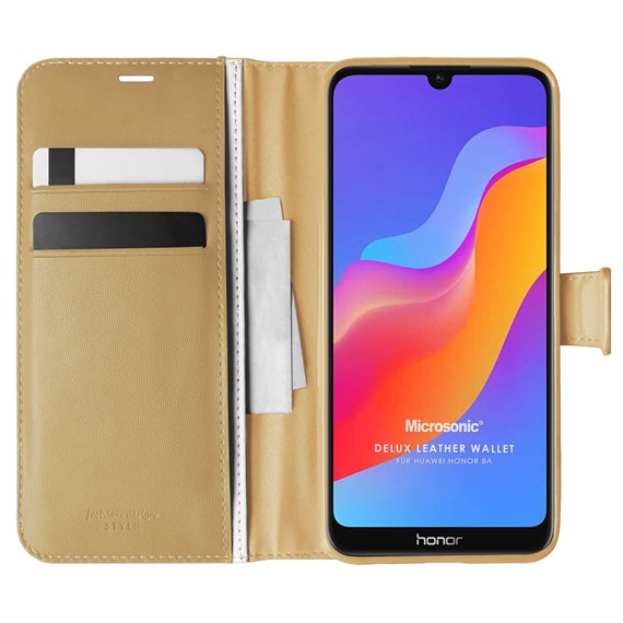 Microsonic Huawei Y6 2019 Kılıf Delux Leather Wallet Gold 1