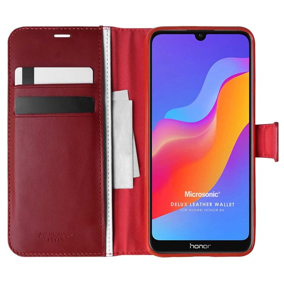 Microsonic Huawei Honor 8A Kılıf Delux Leather Wallet Kırmızı 1