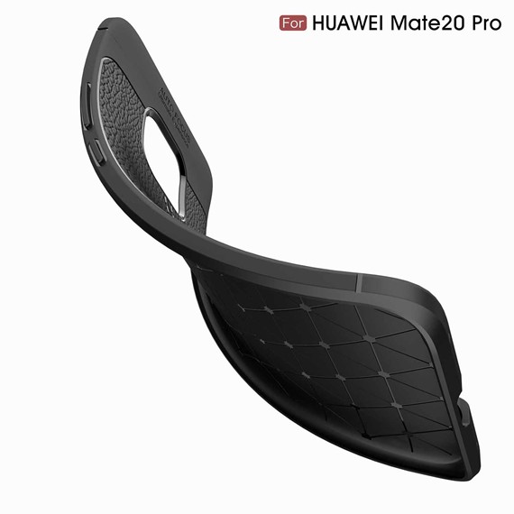 Microsonic Huawei Mate 20 Pro Kılıf Deri Dokulu Silikon Siyah 4