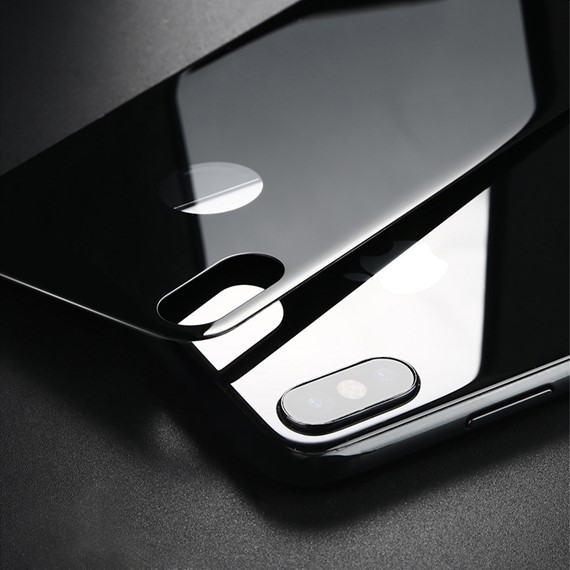 Microsonic Apple iPhone XS 5 8 Tam Kaplayan Arka Temperli Cam Ekran koruyucu Kırılmaz Film Siyah 3