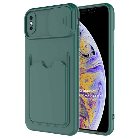 Microsonic Apple iPhone XS Max Kılıf Inside Card Slot Koyu Yeşil 1