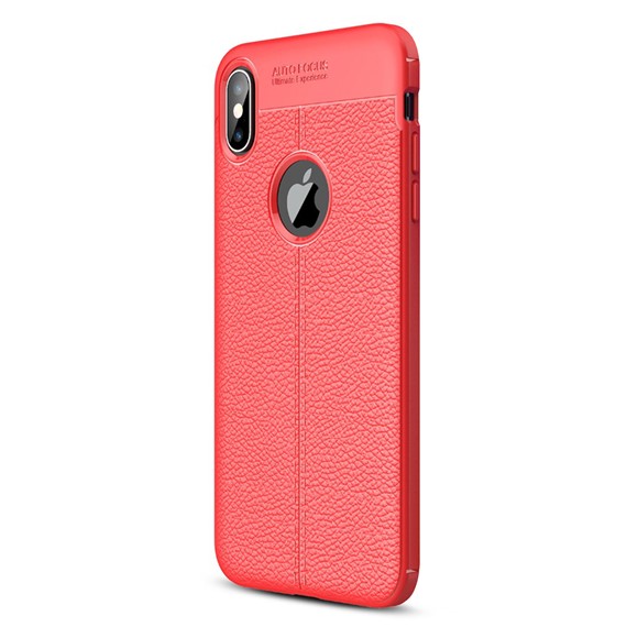 Microsonic Apple iPhone XS Max 6 5 Kılıf Deri Dokulu Silikon Kırmızı 2