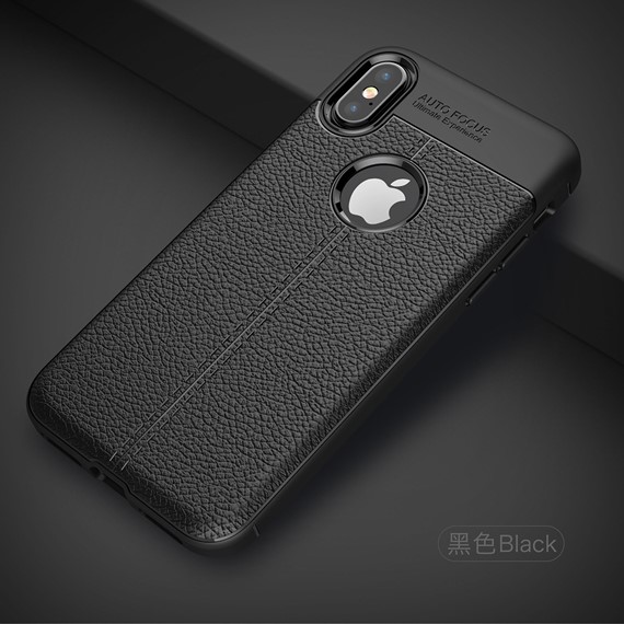 Microsonic Apple iPhone XS Max 6 5 Kılıf Deri Dokulu Silikon Siyah 3
