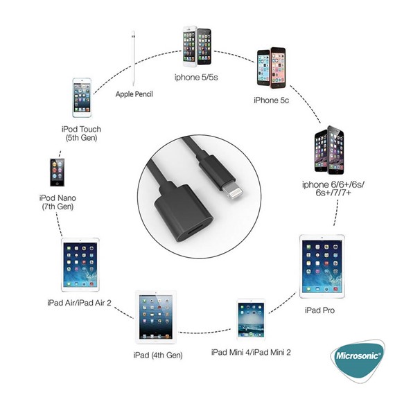 Microsonic Lightning iPhone Uzatma Kablosu Beyaz 5