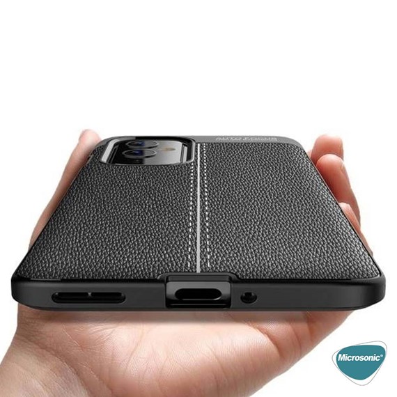 Microsonic OnePlus 9 Kılıf Deri Dokulu Silikon Siyah 5
