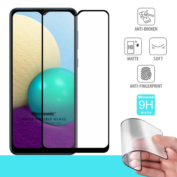 Microsonic Samsung Galaxy A02 Seramik Matte Flexible Ekran Koruyucu Siyah 1