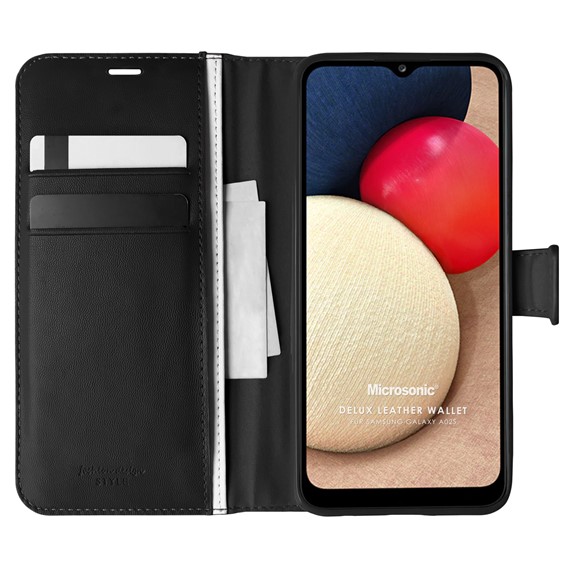 Microsonic Samsung Galaxy A02s Kılıf Delux Leather Wallet Siyah 1