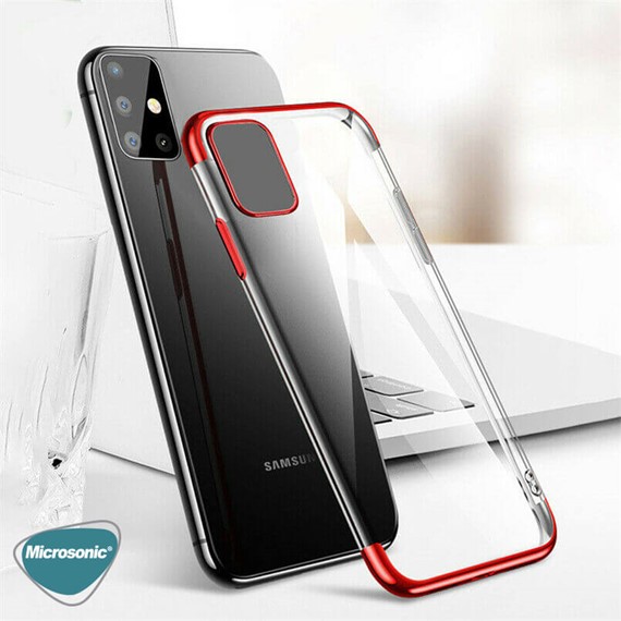 Microsonic Samsung Galaxy A02s Kılıf Skyfall Transparent Clear Kırmızı 5