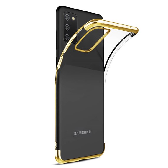 Microsonic Samsung Galaxy A02s Kılıf Skyfall Transparent Clear Gold 2