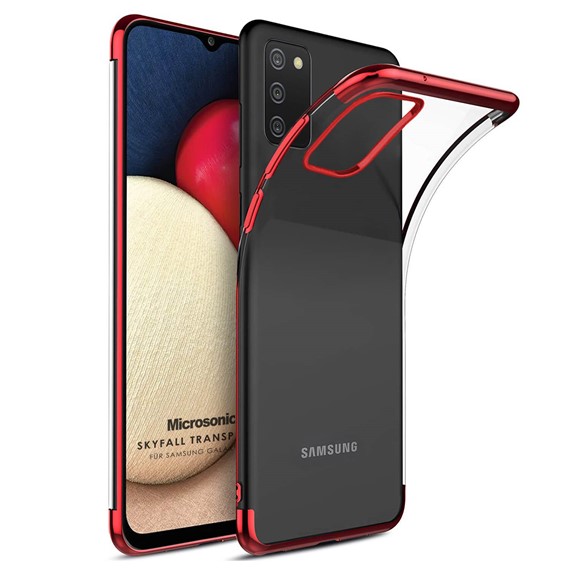 Microsonic Samsung Galaxy A02s Kılıf Skyfall Transparent Clear Kırmızı 1