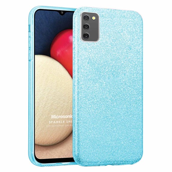Microsonic Samsung Galaxy A02s Kılıf Sparkle Shiny Mavi 1
