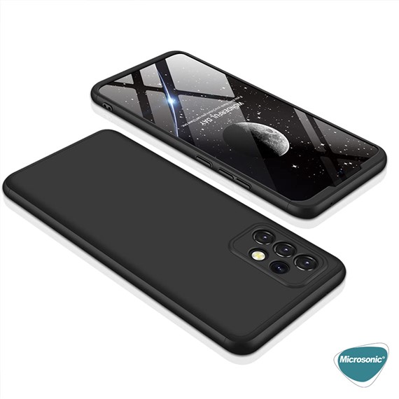 Microsonic Samsung Galaxy A72 Kılıf Double Dip 360 Protective Siyah Gri 8