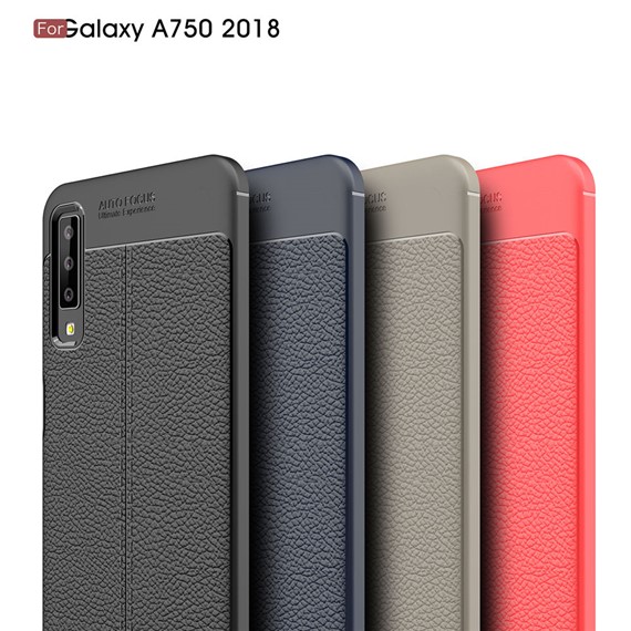Microsonic Samsung Galaxy A7 2018 Kılıf Deri Dokulu Silikon Kırmızı 5