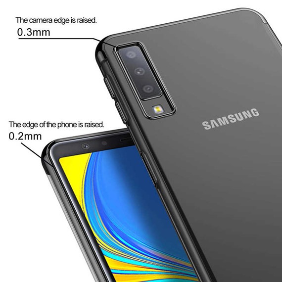 Microsonic Samsung Galaxy A7 2018 Kılıf Skyfall Transparent Clear Gold 5