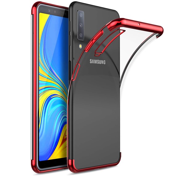 Microsonic Samsung Galaxy A7 2018Kılıf Skyfall Transparent Clear Kırmızı 1