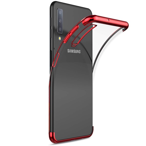 Microsonic Samsung Galaxy A7 2018Kılıf Skyfall Transparent Clear Kırmızı 2