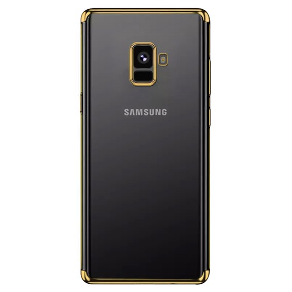 Microsonic Samsung Galaxy A8 2018 Kılıf Skyfall Transparent Clear Gold 2
