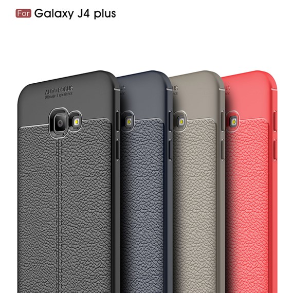 Microsonic Samsung Galaxy J4 Plus Kılıf Deri Dokulu Silikon Kırmızı 4