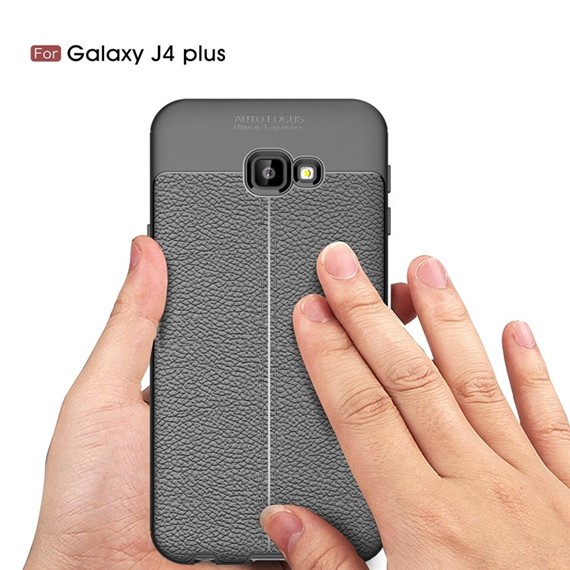 Microsonic Samsung Galaxy J4 Plus Kılıf Deri Dokulu Silikon Kırmızı 5