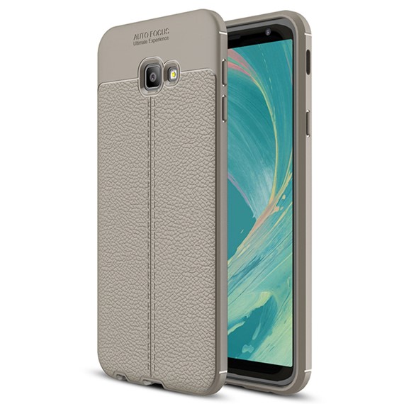 Microsonic Samsung Galaxy J4 Plus Kılıf Deri Dokulu Silikon Gri 1
