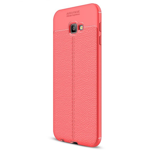 Microsonic Samsung Galaxy J4 Plus Kılıf Deri Dokulu Silikon Kırmızı 2