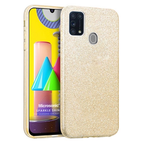Microsonic Samsung Galaxy M31 Kılıf Sparkle Shiny Gold 1