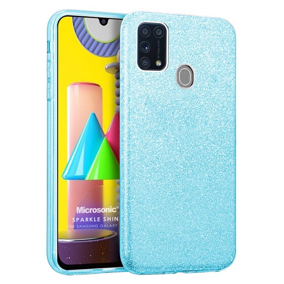 Microsonic Samsung Galaxy M31 Kılıf Sparkle Shiny Mavi 1