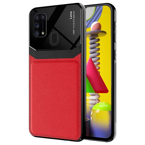 Microsonic Samsung Galaxy M31 Kılıf Uniq Leather Kırmızı 1