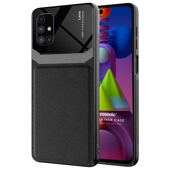 Microsonic Samsung Galaxy M51 Kılıf Uniq Leather Siyah 1