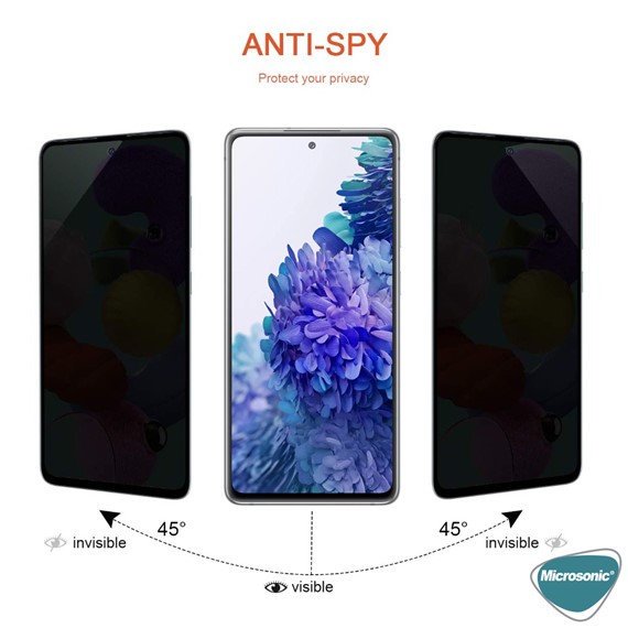 Microsonic Samsung Galaxy S20 FE Privacy 5D Gizlilik Filtreli Cam Ekran Koruyucu Siyah 2