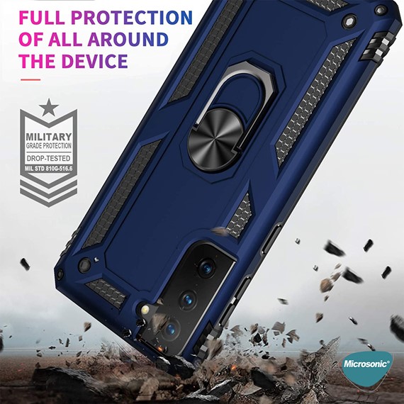 Microsonic Samsung Galaxy S21 Kılıf Military Ring Holder Siyah 5