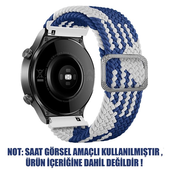 Microsonic Samsung Galaxy Watch Active 2 44mm Kordon Braided Loop Band Mavi Beyaz 2