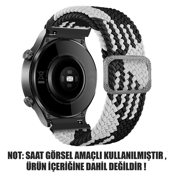 Microsonic Huawei Watch GT2 42mm Kordon Braided Loop Band Siyah Beyaz 2