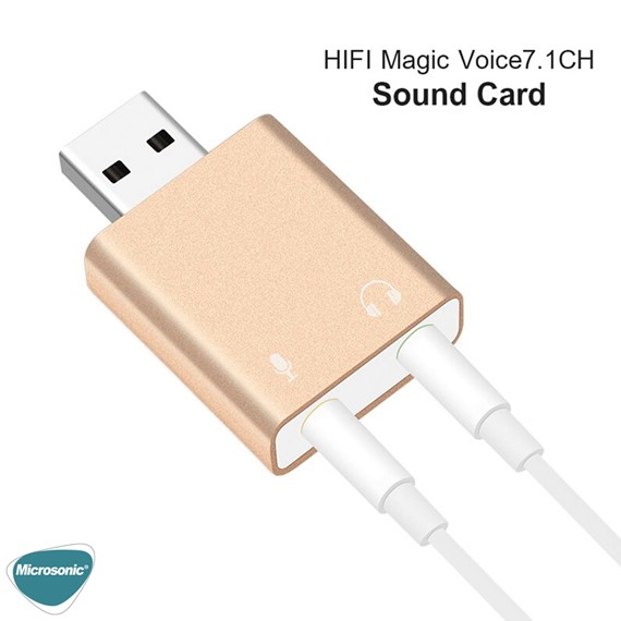 Microsonic USB Sound Card USB to 3 5mm Kulaklık ve Mikrofon Çevirici Adaptör Gold 6