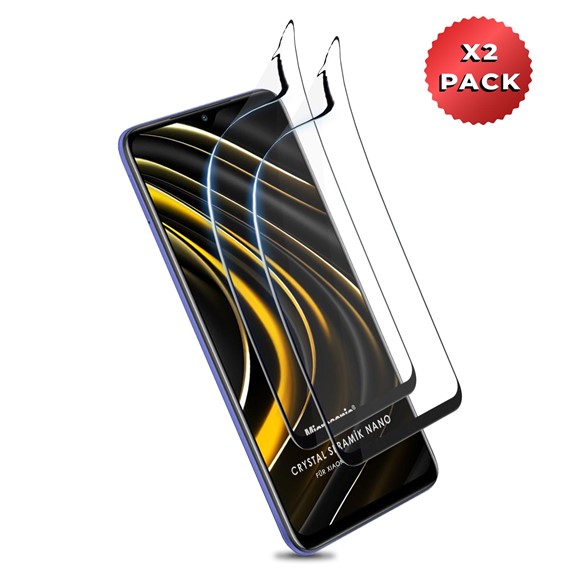Microsonic Xiaomi Poco M3 Crystal Seramik Nano Ekran Koruyucu Siyah 2 Adet 2