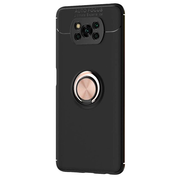 Microsonic Xiaomi Poco X3 NFC Kılıf Kickstand Ring Holder Siyah Rose 2