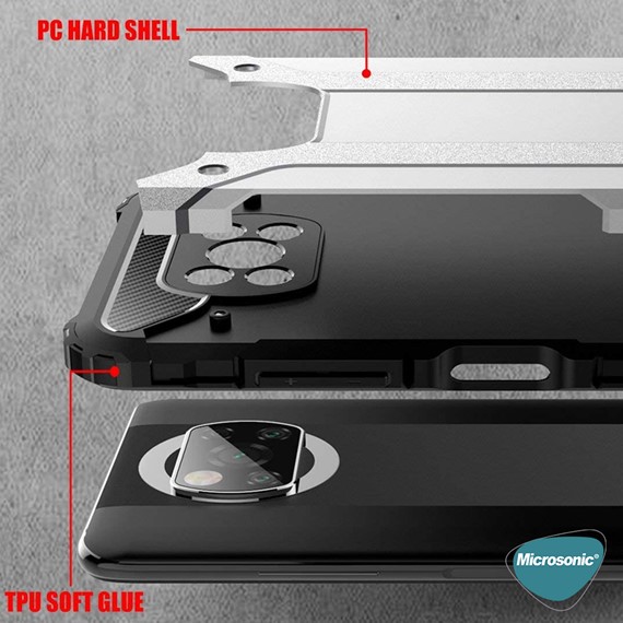 Microsonic Xiaomi Poco X3 NFC Kılıf Rugged Armor Siyah 4