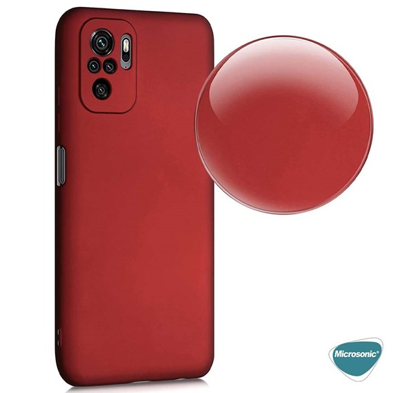 Microsonic Matte Silicone Xiaomi Redmi Note 10 Kılıf Kırmızı 4