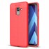 Microsonic Samsung Galaxy A8 2018 Kılıf Deri Dokulu Silikon Kırmızı 1