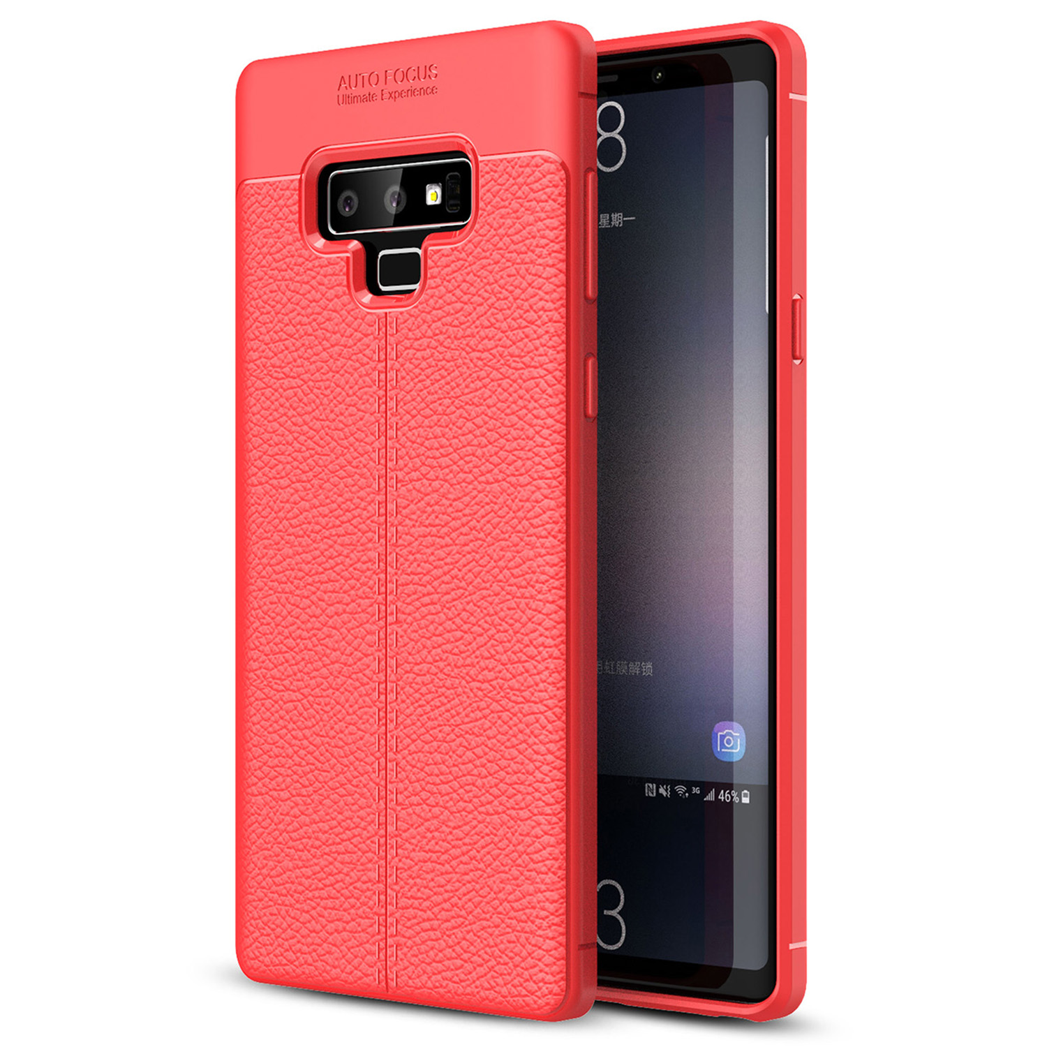 Microsonic Samsung Galaxy Note 9 Kılıf Deri Dokulu Silikon Kırmızı