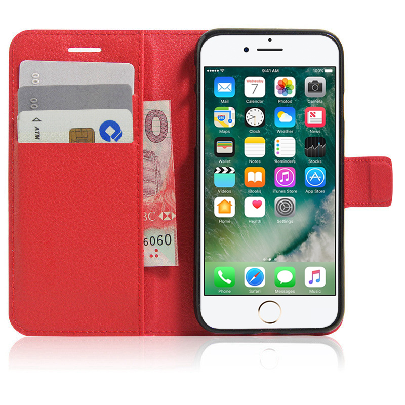 Microsonic Cüzdanlı Deri iPhone 7 Kılıf Kırmızı