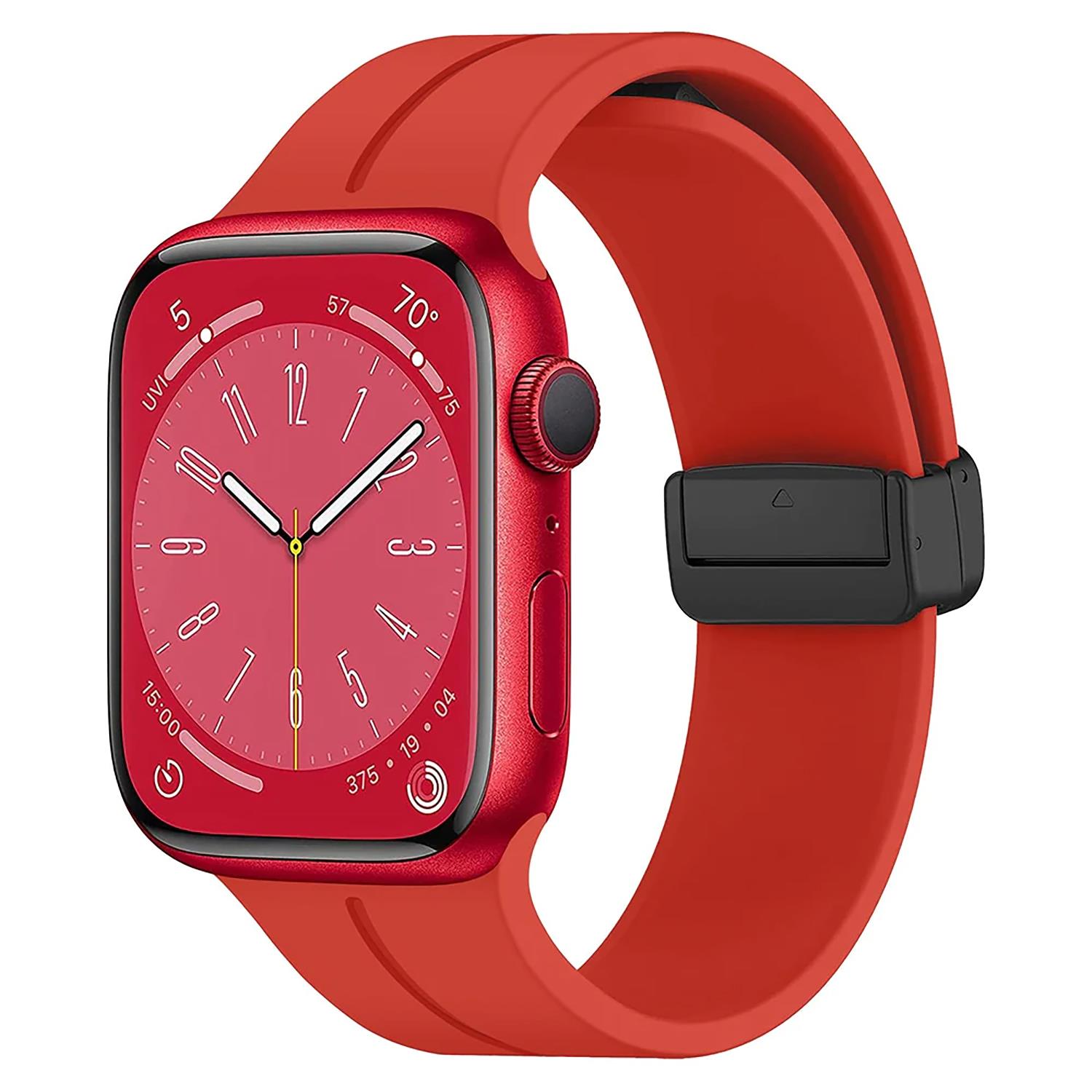 Microsonic Apple Watch SE 44mm Kordon Ribbon Line Kırmızı