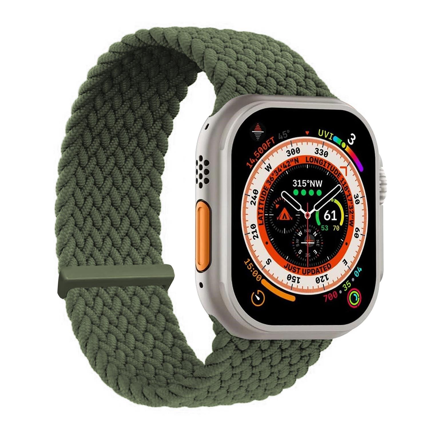 Microsonic Apple Watch Series 5 44mm Kordon Medium Size 147mm Knitted Fabric Single Loop Koyu Yeşil