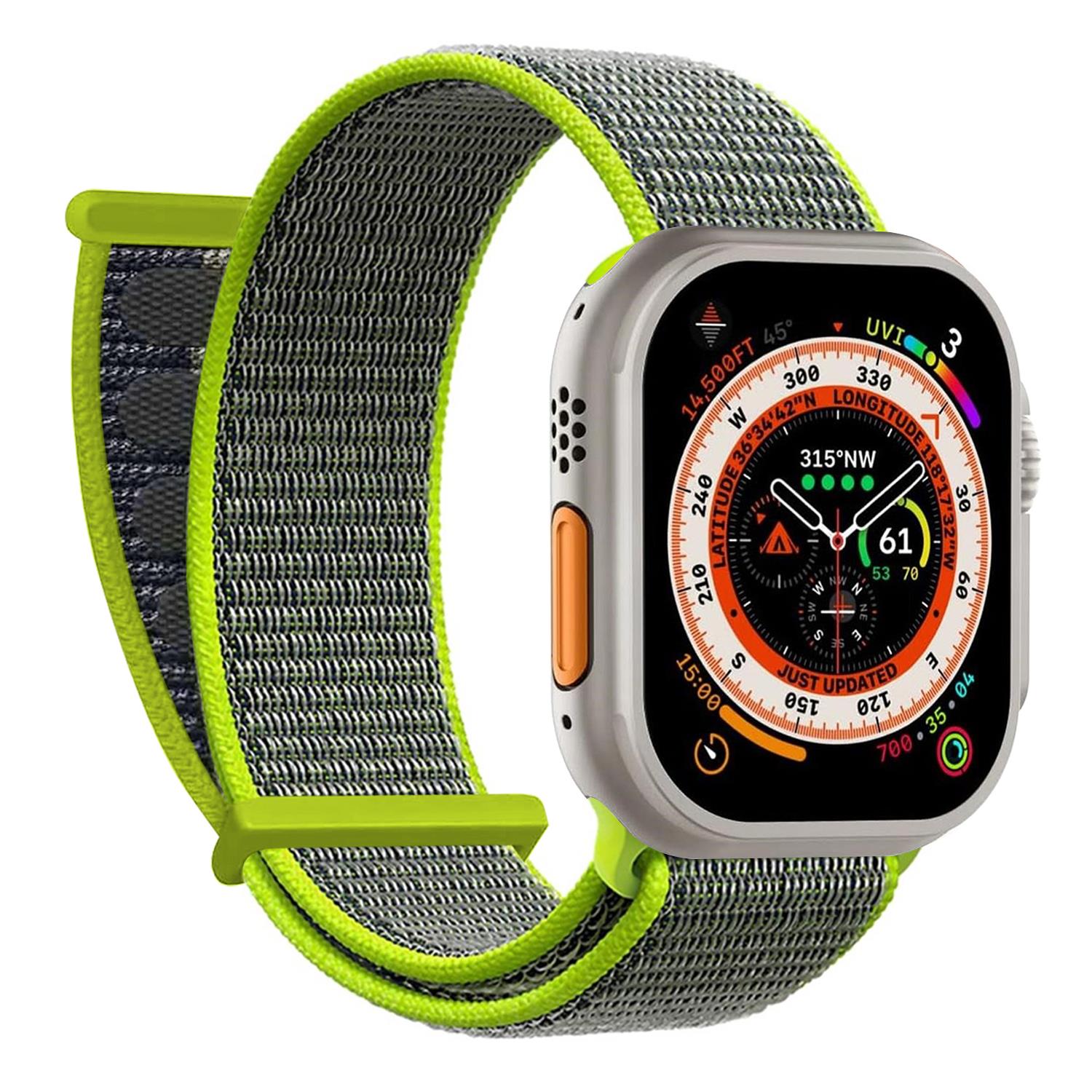 Microsonic Apple Watch Series 9 45mm Hasırlı Kordon Woven Koyu Yeşil