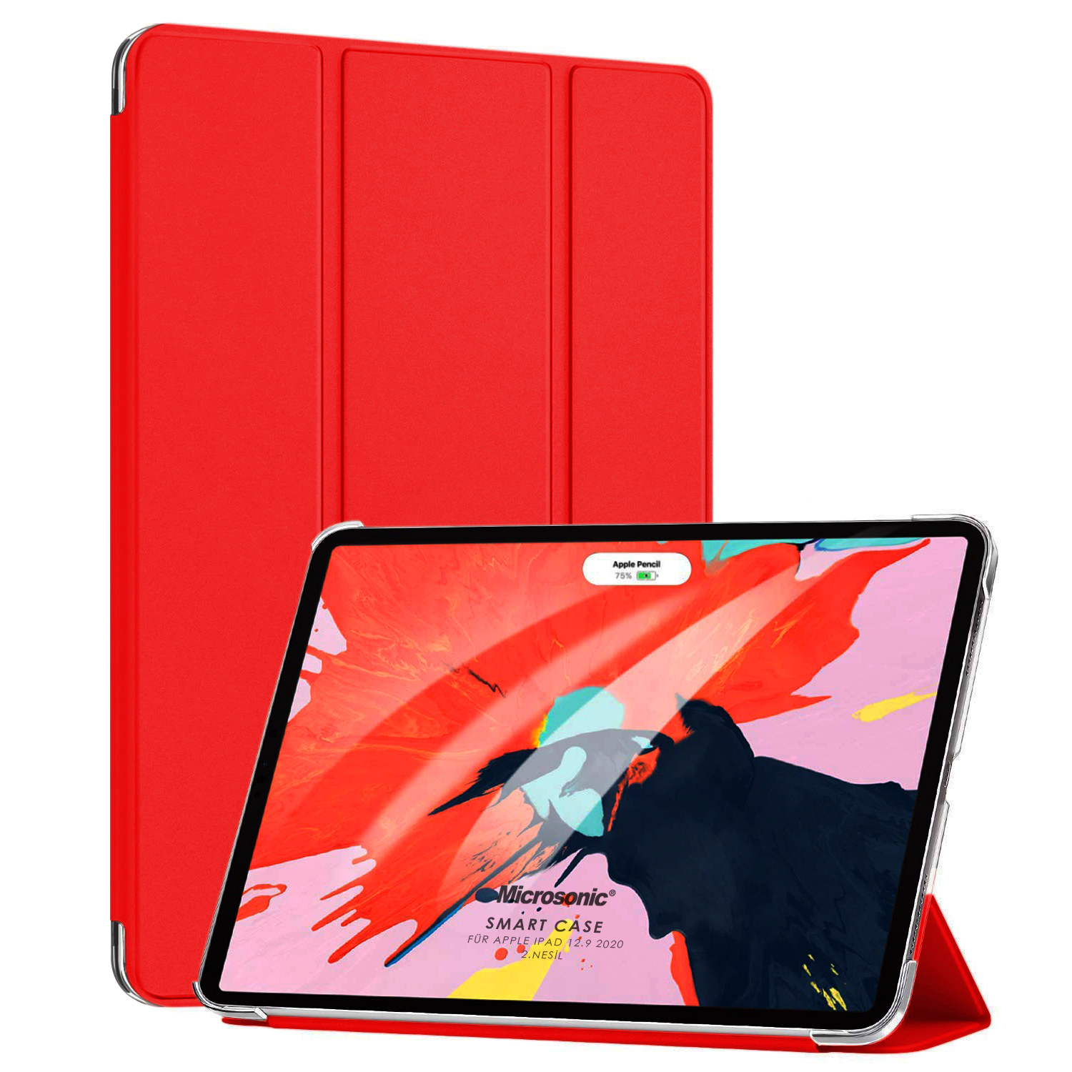 Microsonic Apple iPad Pro 12 9 2020 4 Nesil Kılıf A2229-A2069-A2232 Slim Translucent Back Smart Cover Kırmızı